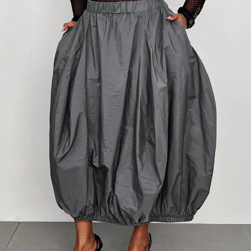 Grey Casual Women's Plus Size Minimalist Skirt - Picture 6 of 6